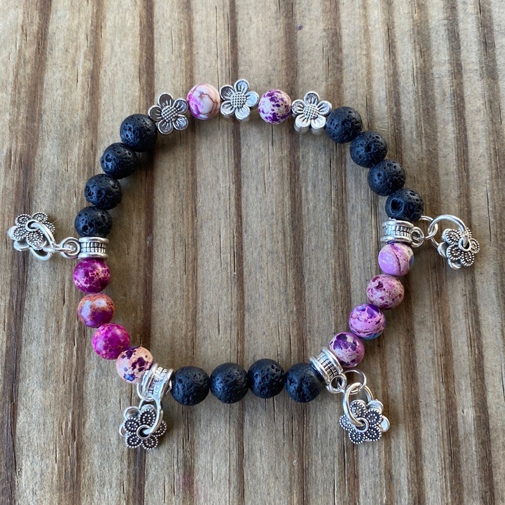 🌼Durable Stretch Bracelet 🌼Black Lava🌼Colorful Jasper🌼6mm Beads🌼spacers